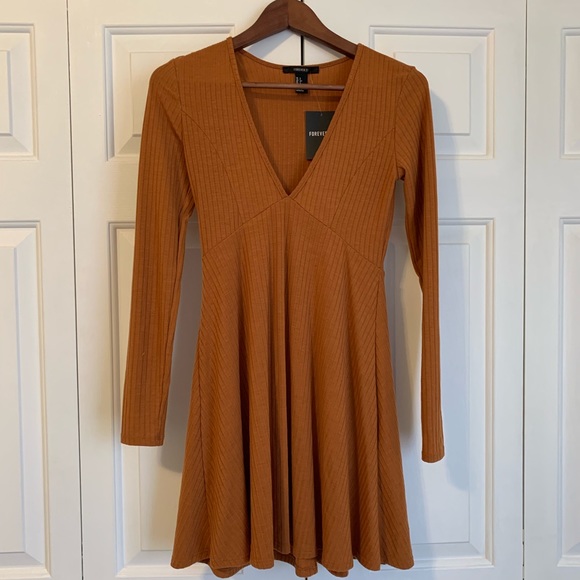 Forever 21 Dresses & Skirts - NWT forever 21 mustard ribbed long sleeve dress